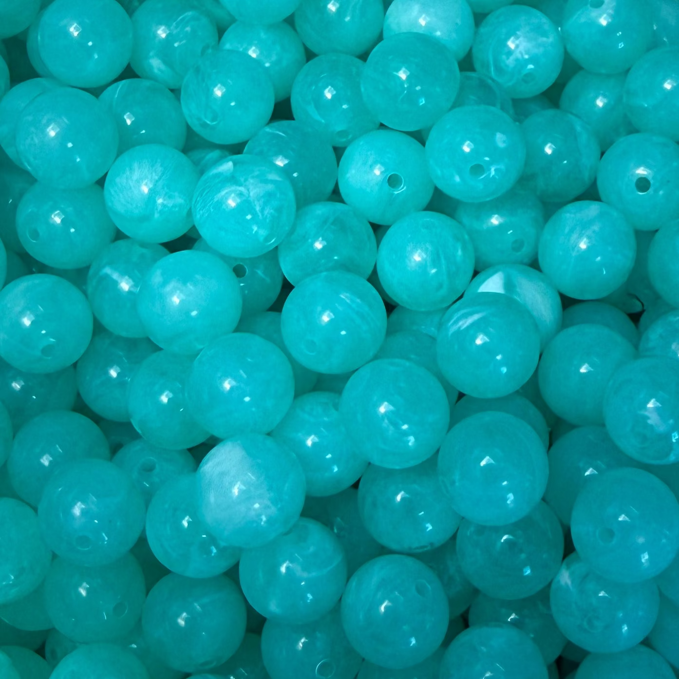 Acryl kralen marmer Turquoise 12mm - per stuk-Kralen-Kraaltjes van Renate