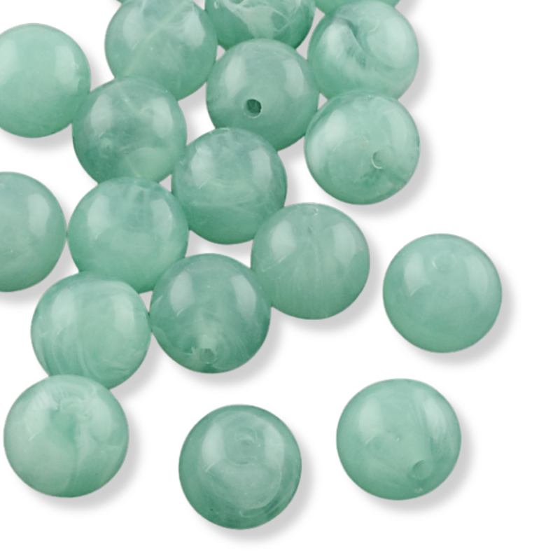 Acryl kralen marmer Turquoise 12mm - per stuk-Kralen-Kraaltjes van Renate