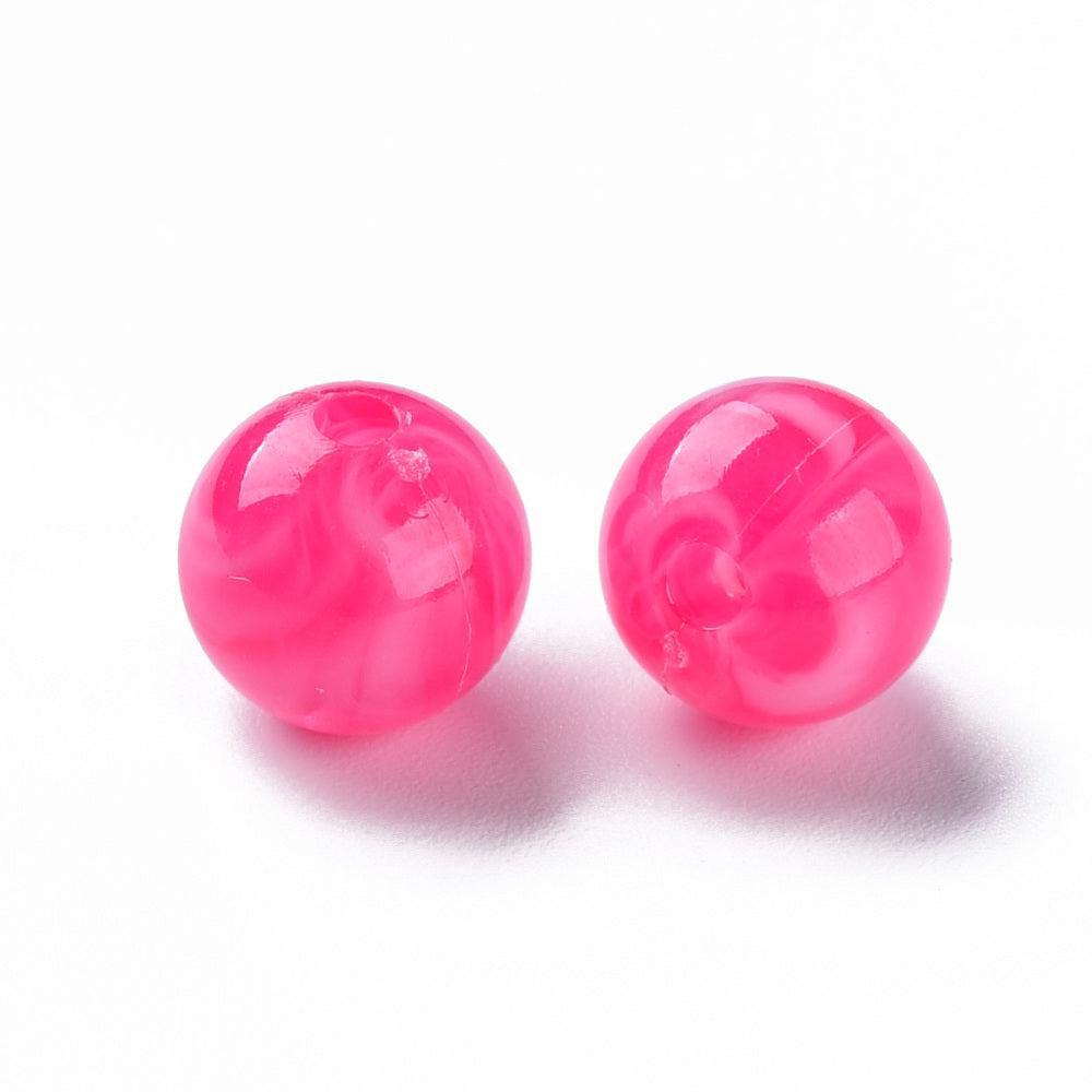 Acryl kralen marmer donker roze 10mm - per stuk-Kralen-Kraaltjes van Renate
