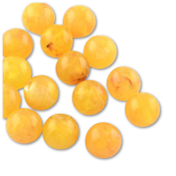 Acryl kralen marmer geel 12mm - per stuk-Kralen-Kraaltjes van Renate