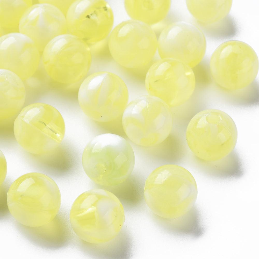 Acryl kralen marmer licht geel 12mm - per stuk-Kralen-Kraaltjes van Renate