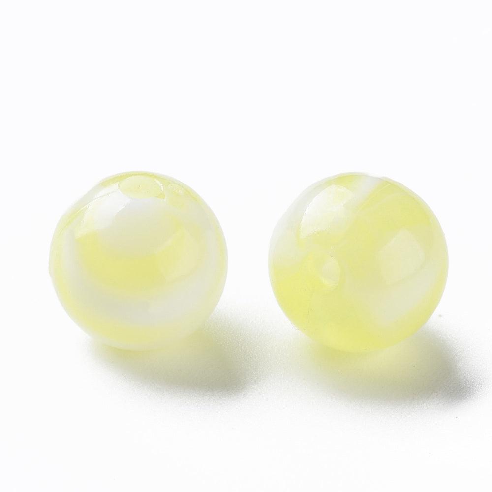 Acryl kralen marmer licht geel 12mm - per stuk-Kralen-Kraaltjes van Renate