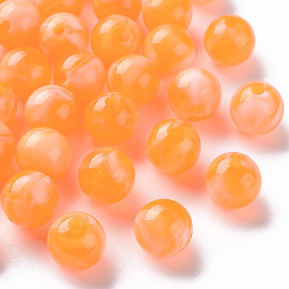 Acryl kralen marmer oranje 12mm - per stuk-Kralen-Kraaltjes van Renate