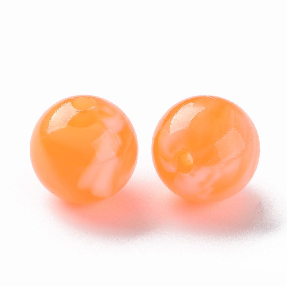 Acryl kralen marmer oranje 12mm - per stuk-Kralen-Kraaltjes van Renate