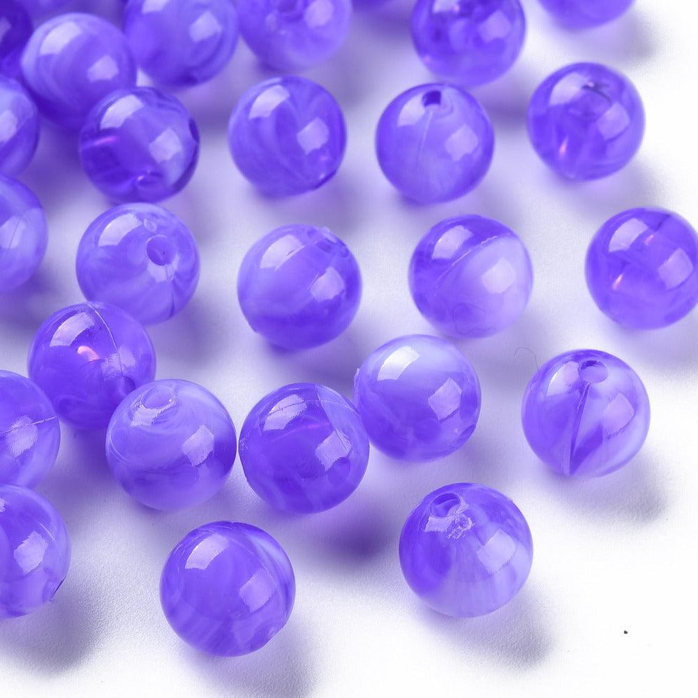 Acryl kralen marmer paars 10mm - per stuk-Kralen-Kraaltjes van Renate