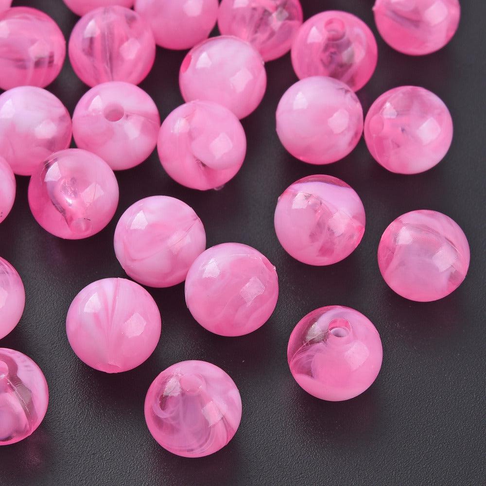 Acryl kralen marmer pearl Pink 10mm - per stuk-Kralen-Kraaltjes van Renate