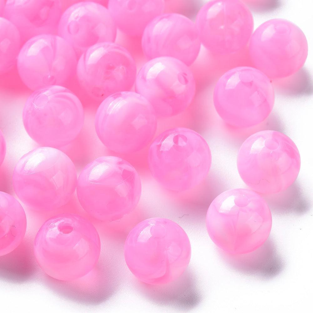 Acryl kralen marmer pearl pink 12mm - per stuk-Kralen-Kraaltjes van Renate