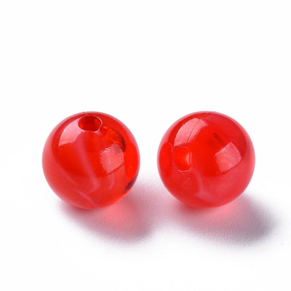Acryl kralen marmer rood 10mm - per stuk-Kralen-Kraaltjes van Renate