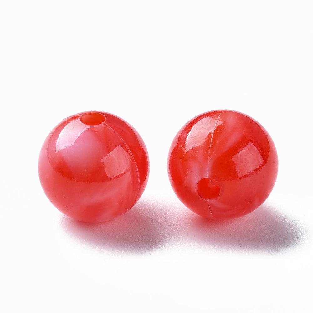 Acryl kralen marmer rood 12mm - per stuk-Kralen-Kraaltjes van Renate