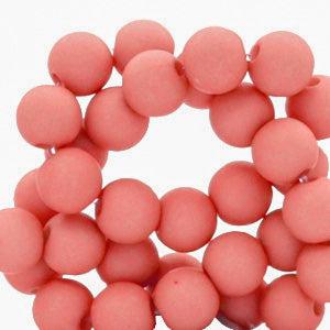 Acryl kralen matt Coral red 6mm - 50 stuks-Kralen-Kraaltjes van Renate