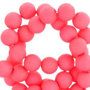Acryl kralen matt Hot coral pink 6mm - 50 stuks-Kralen-Kraaltjes van Renate