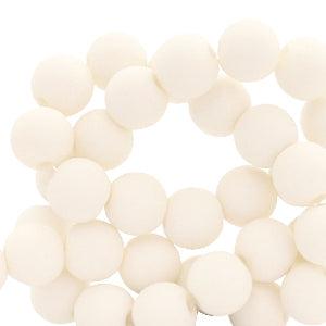 Acryl kralen matt Powder white 6mm - ±50 stuks-Kralen-Kraaltjes van Renate