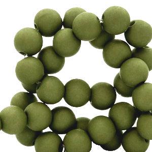 Acryl kralen matt olive green 6mm - 50 stuks-Kralen-Kraaltjes van Renate