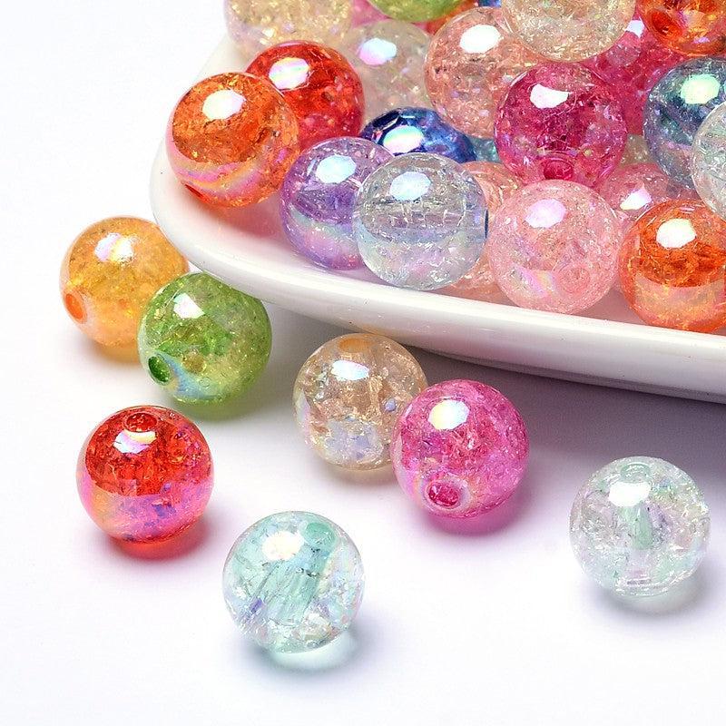 Acryl kralen mix crackle gekleurd 12mm- 10 stuks-Kralen-Kraaltjes van Renate