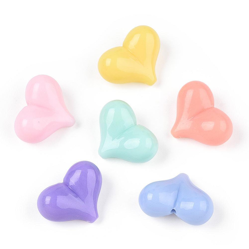 Acryl kralen mix hartjes gekleurd 18mm- 10 stuks-Kralen-Kraaltjes van Renate