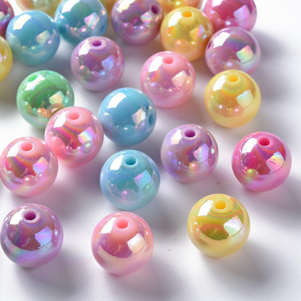Acryl kralen mix rond holo gekleurd 16mm- 10 stuks-Kralen-Kraaltjes van Renate