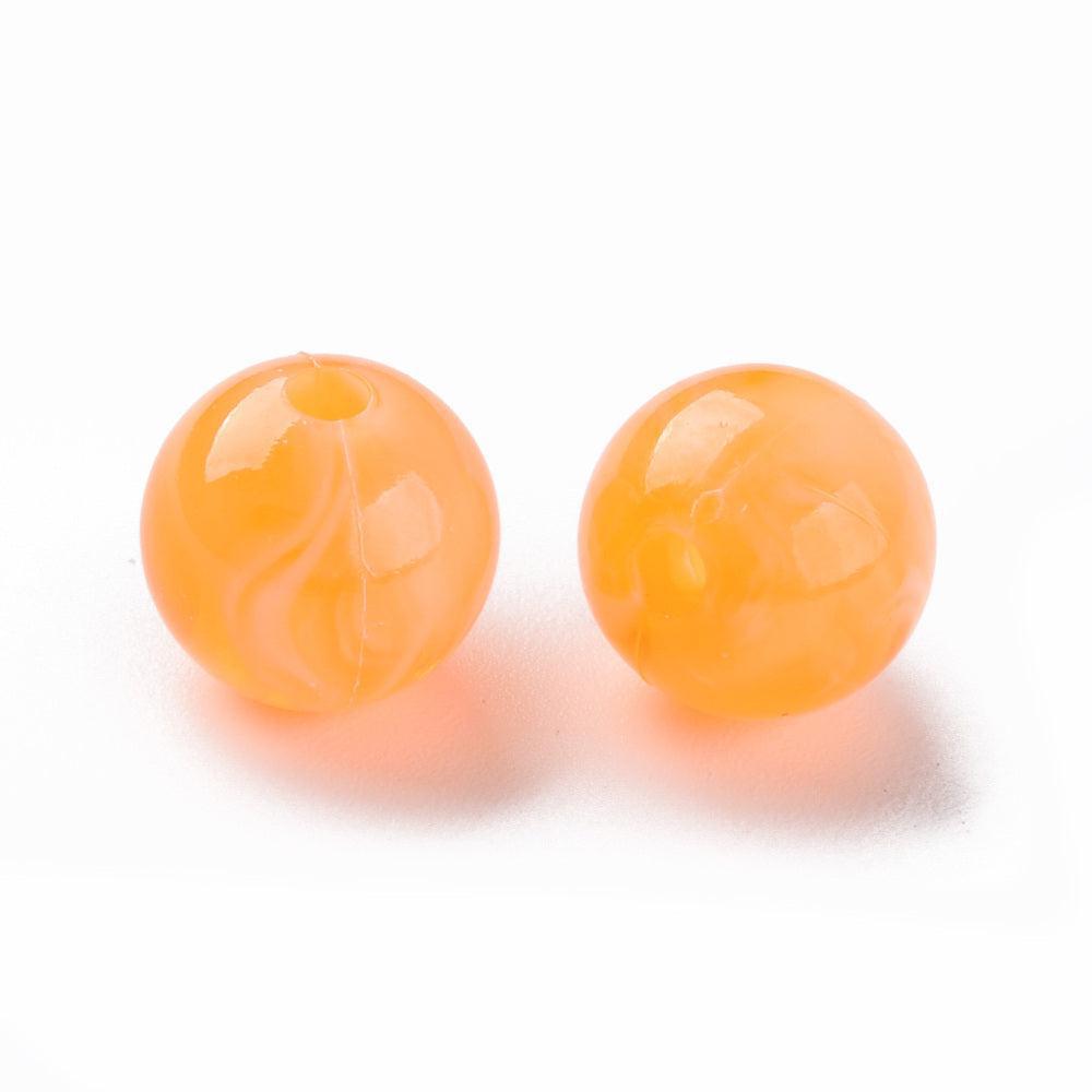 Acryl kralen oranje marmer 10mm - per stuk-Kralen-Kraaltjes van Renate