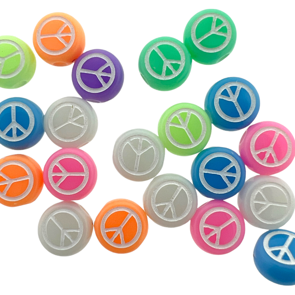 Acryl kralen peace mix 7mm - 20 stuks-Kralen-Kraaltjes van Renate