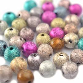 Acryl kralen rond metallic stardust gemixt 8mm (±50st)-Kraaltjes van Renate