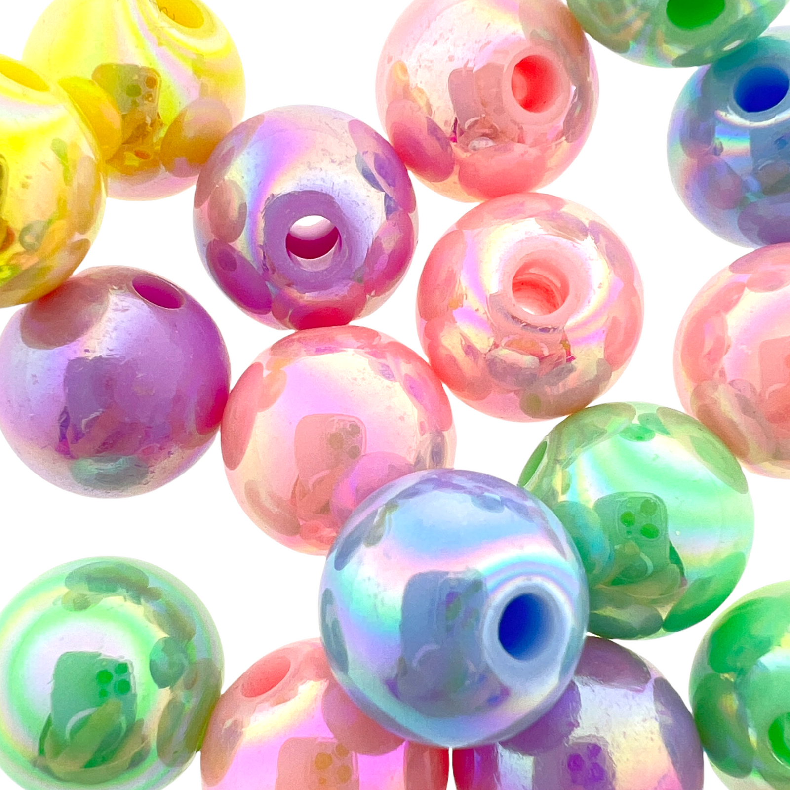 Acryl kralen rond pastel AB mix 12mm -16 stuks-Kralen-Kraaltjes van Renate