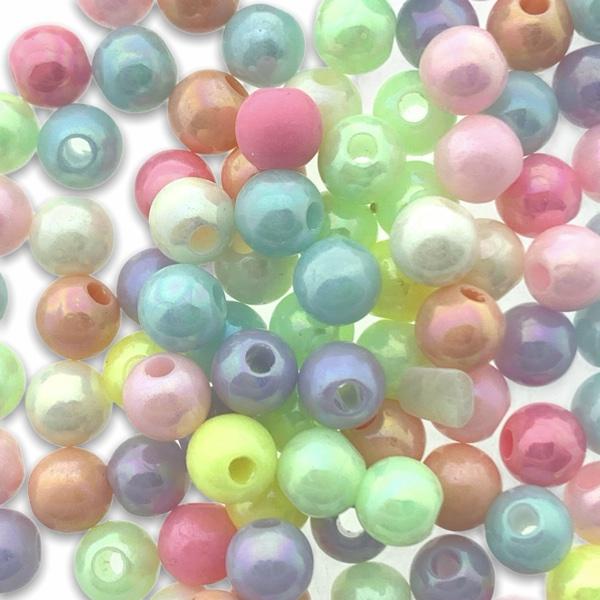 Acryl kralen rond pastel multicolor AB 6mm - 100 stuks-Kraaltjes van Renate
