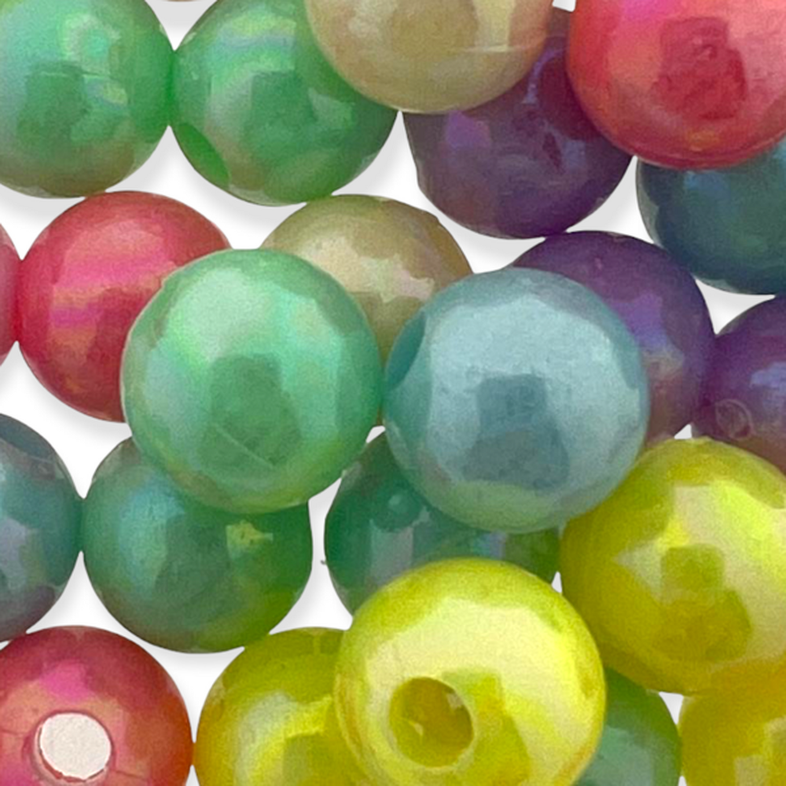 Acryl kralen rond pastel multicolor AB 8x7mm - 45 stuks-Kralen-Kraaltjes van Renate