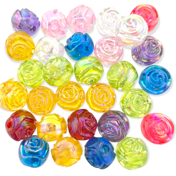 Acryl kralen roos mix AB glans 8x7mm- 30 stuks-Kralen-Kraaltjes van Renate