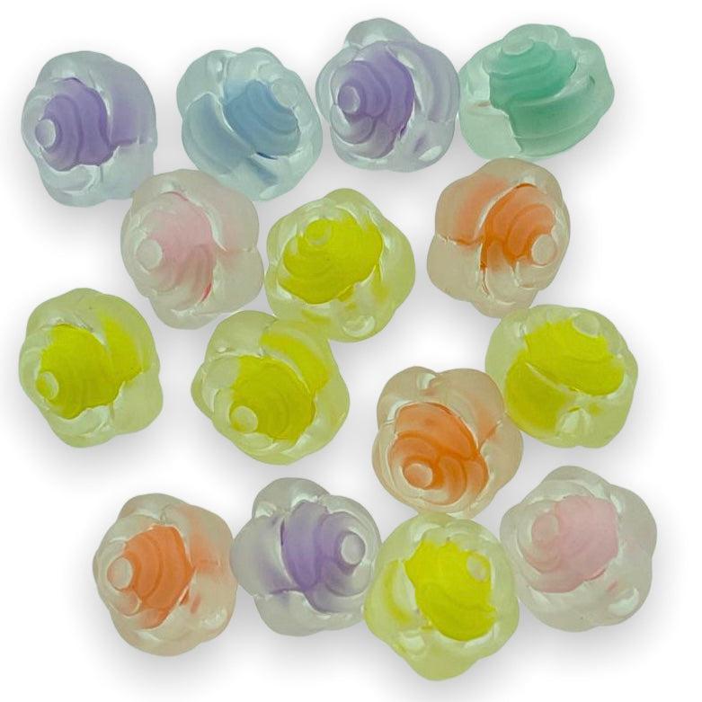 Acryl kralen roos multicolor 11x11mm - ±15 stuks-Kralen-Kraaltjes van Renate