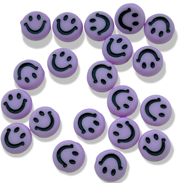 Acryl kralen smiley Paars 7mm - 20 stuks-Kralen-Kraaltjes van Renate