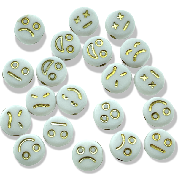 Acryl kralen smiley emoji Goud 7mm - 20 stuks-Kralen-Kraaltjes van Renate