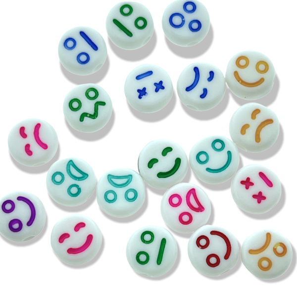 Acryl kralen smiley emoji Mulitcolor 7mm - 20 stuks-Kralen-Kraaltjes van Renate