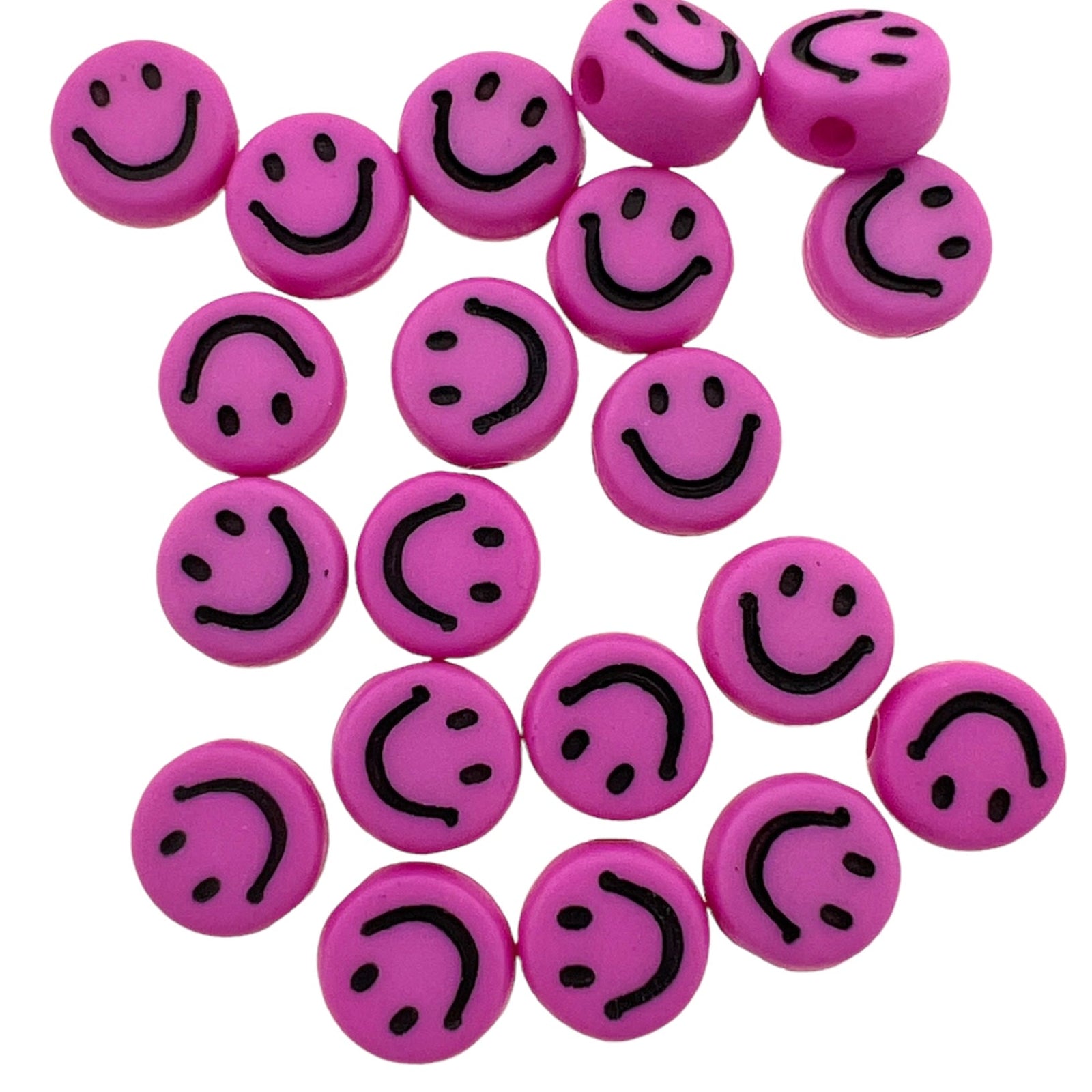 Acryl kralen smiley paars-zwart 7mm - 20 stuks-Kralen-Kraaltjes van Renate