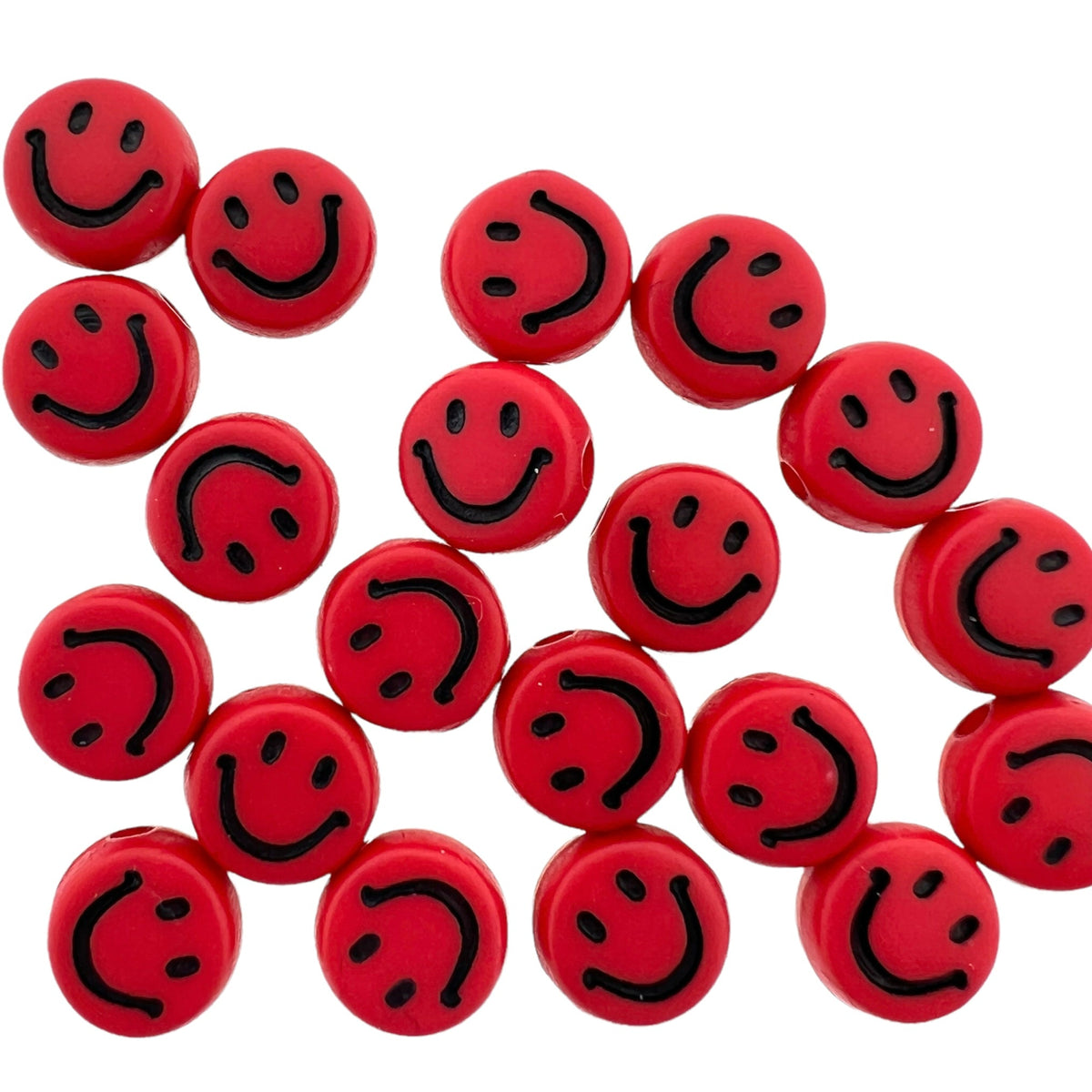 Acryl kralen smiley rood-zwart 7mm - 20 stuks-Kralen-Kraaltjes van Renate