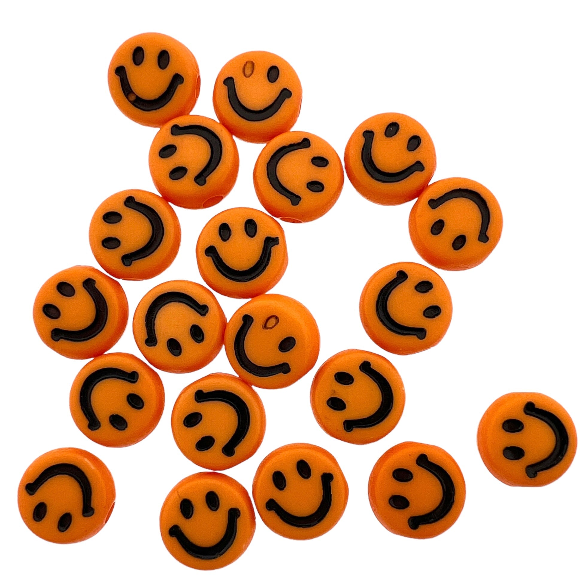 Acryl kralen smileys oranje 7mm - 20 stuks-Kralen-Kraaltjes van Renate