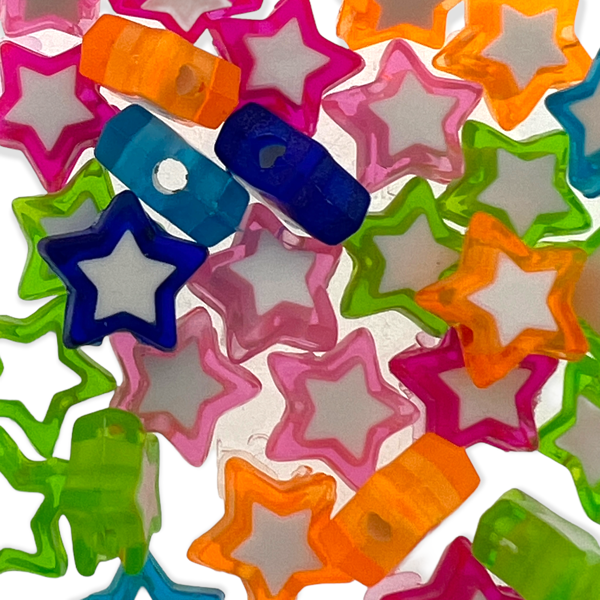 Acryl kralen ster multicolor 9x10mm - 85 stuks-Kralen-Kraaltjes van Renate