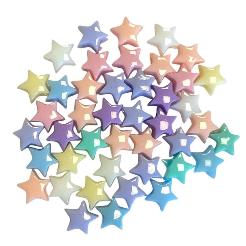 Acryl kralen ster pastel mix 10mm- per 45 stuks-Kralen-Kraaltjes van Renate