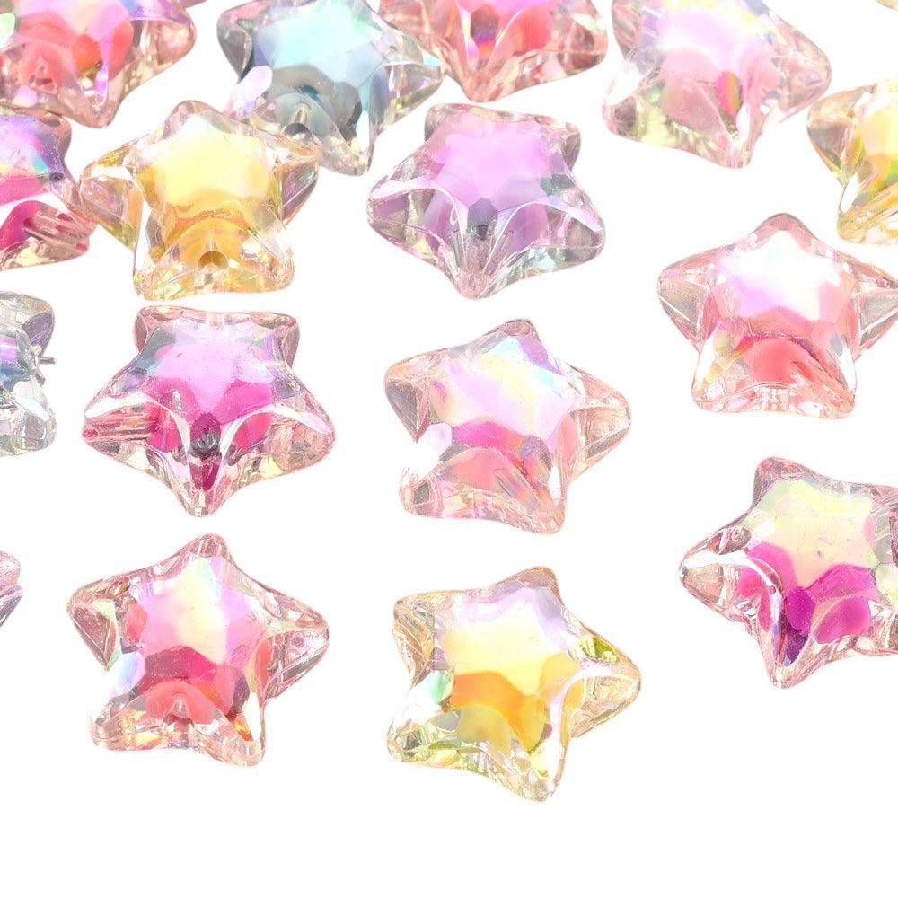 Acryl kralen sterren mix holo 18,5mm- 6 stuks-Kralen-Kraaltjes van Renate
