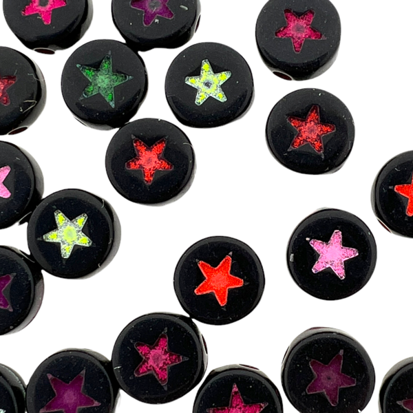 Acryl kralen sterren mix zwart 7mm -20 stuks-Kralen-Kraaltjes van Renate