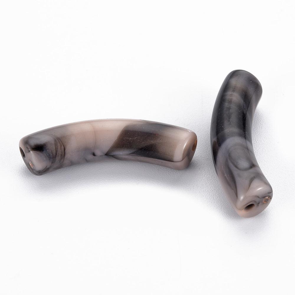 Acryl kralen tube Black pink marble 32x8mm - per stuk-Kralen-Kraaltjes van Renate