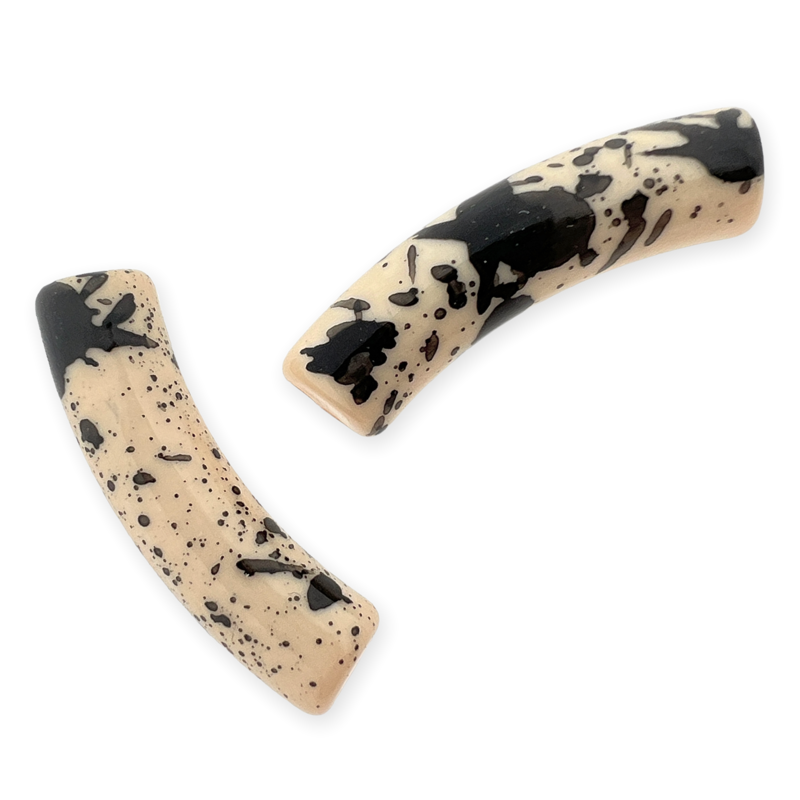 Acryl kralen tube Black/Sand design 32x8mm - per stuk-Kralen-Kraaltjes van Renate