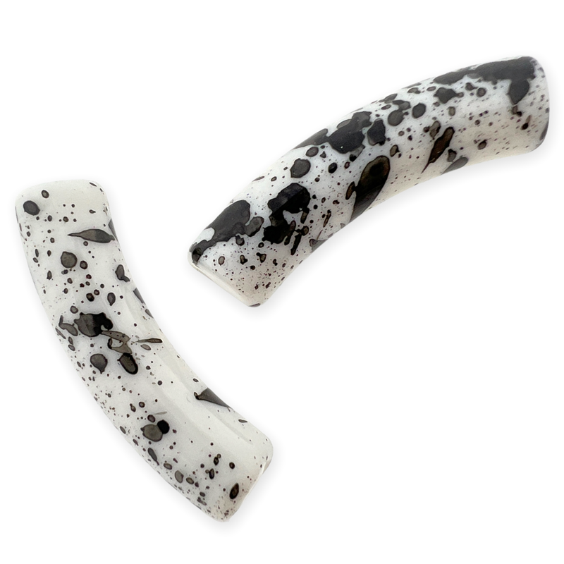 Acryl kralen tube Black/White design 32x8mm - per stuk-Kralen-Kraaltjes van Renate