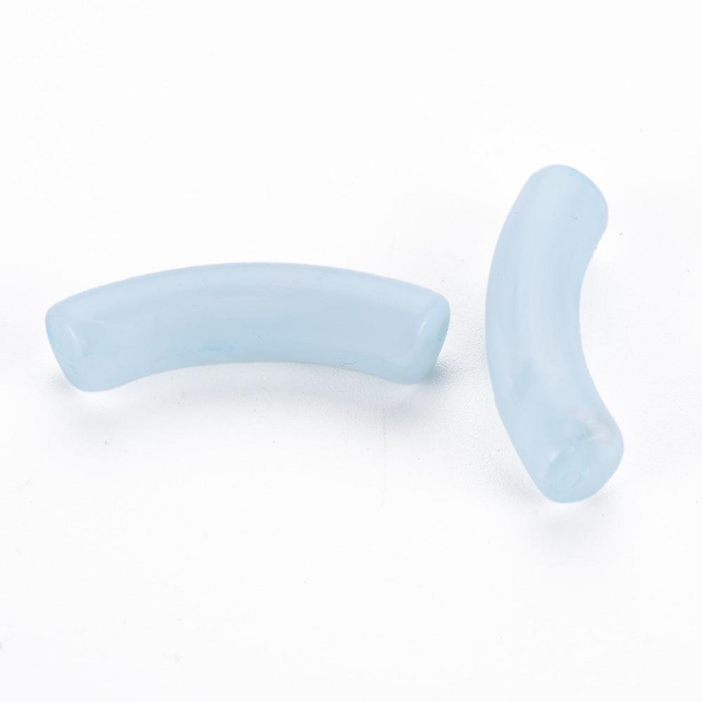 Acryl kralen tube Blue marble 32x8mm - per stuk-Kralen-Kraaltjes van Renate