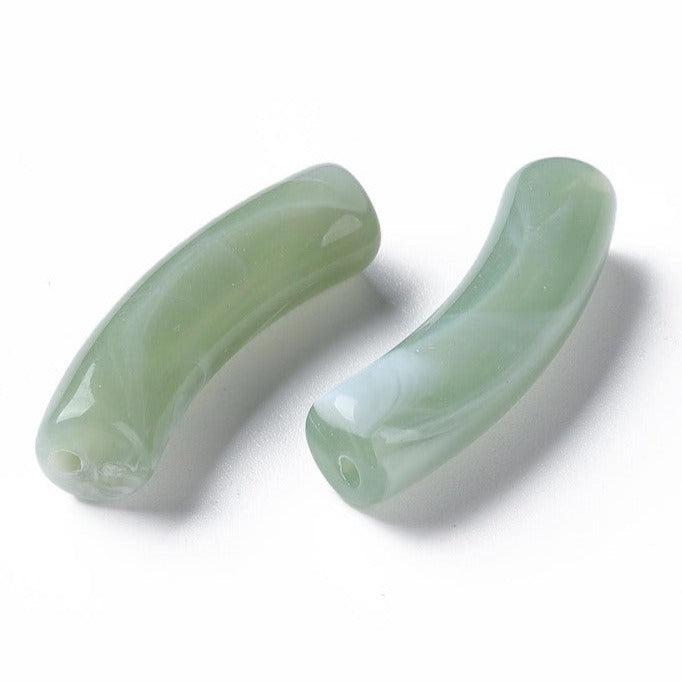 Acryl kralen tube Green marble 32x8mm - per stuk-Kralen-Kraaltjes van Renate