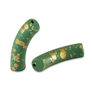 Acryl kralen tube Mat Dark green-gold 32x8mm - per stuk-Kralen-Kraaltjes van Renate