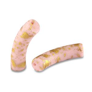 Acryl kralen tube Mat Light pink-gold 32x8mm - per stuk-Kralen-Kraaltjes van Renate