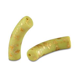 Acryl kralen tube Mat Lime green-gold 32x8mm - per stuk-Kralen-Kraaltjes van Renate