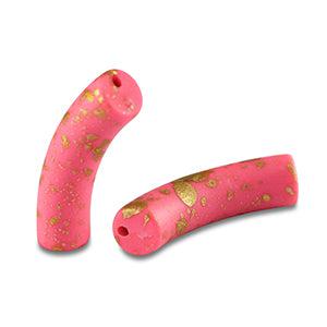 Acryl kralen tube Mat Pink-gold 32x8mm - per stuk-Kralen-Kraaltjes van Renate