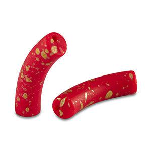 Acryl kralen tube Mat Red-gold 32x8mm - per stuk-Kralen-Kraaltjes van Renate