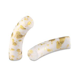 Acryl kralen tube Mat White-gold 32x8mm - per stuk-Kralen-Kraaltjes van Renate