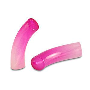 Acryl kralen tube Pink opaal 32x8mm - per stuk-Kralen-Kraaltjes van Renate